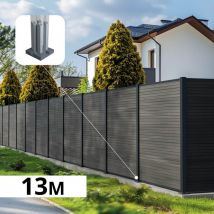 Kit clôture composite poteau sur platines - SANTOS Ardoise H-1,8m