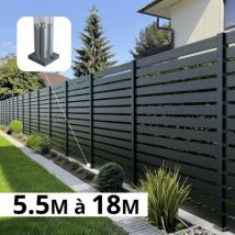 Kit clôture aluminium poteau sur platines - OLINDA 100mm + 30mm H-1,8m - Aluminium