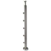 Poteau inox fixation à plat garde-corps - OXYNOV