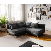 Ecksofa Clovis Schwarz Ottomane Links modular erweiterbar