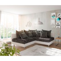 Ecksofa Clovis Weiss Schwarz Ottomane Rechts modular