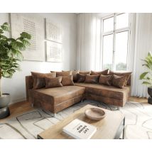 Ecksofa Clovis Braun Antik Optik Ottomane Rechts Modulsofa