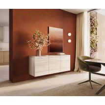 Sideboard Cuor 150 cm Keramik Laminam® Travertino Bianco Creme-Weiß 3 Türen Schwebend