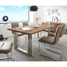 Esstisch Reclaimed 200x100 cm Vintage-Optik Edelstahl breit