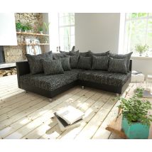 Ecksofa Clovis Schwarz Ottomane Links modular erweiterbar