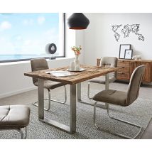 Esstisch Reclaimed 140x90 cm Vintage-Optik Edelstahl schmal