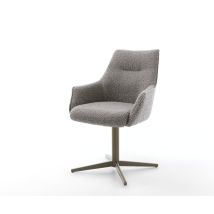 Drehstuhl Alja-Flex mit Armlehnen Bouclé Silbergrau Fußkreuz Effektfinish Titan 360° drehbar Taschenfederkern