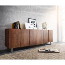 Sideboard Live-Edge 220 cm Akazie Braun massiv 6 Türen