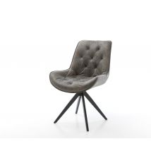 Esszimmerstuhl Taimi-Flex Mikrofaser Grau Antik Kreuzgestell kantig Schwarz