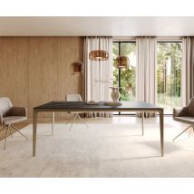 Esstisch Escina 200x100 cm Keramik Laminam®Noir Desir Braun Gestell Aluminium