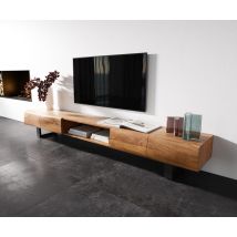 Lowboard New Live-Edge 240 cm Akazie Natur 4 Türen 1 Fach Kufe Metall Schwarz