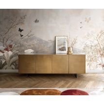 Sideboard Aira 200 cm Metallic Gold 4 Türen schwebend Metall Schwarz