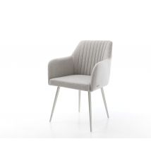 Esszimmerstuhl Greg-Flex Stripes Hellgrau 4-Fuß konisch Edelstahl Taschenfederkern