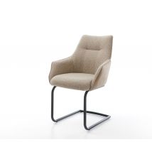 Freischwinger Alja-Flex mit Armlehnen Materialmix Schlamm Freischwinger rund Schwarz Taschenfederkern