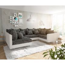 Wohnlandschaft Clovis Weiss Schwarz mit Armlehne