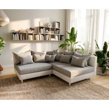 Ecksofa Clovis Weiss Hellgrau Modulsofa Ottomane Rechts