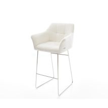 Barstuhl Yulo-Flex Bouclé Soft Beige Kufengestell Edelstahl Silberfarben
