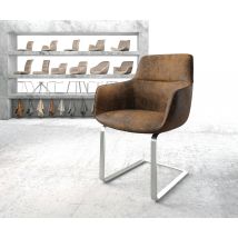 Schwingstuhl Pejo-Flex Braun Antik Freischwinger flach Edelstahl