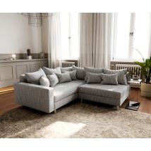 Ecksofa Clovis Hellgrau Strukturstoff Armlehne Ottomane Links Modulsofa