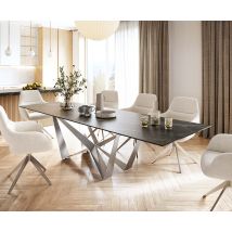 Esstisch Edge 300x100cm Keramik Laminam®Noir Desir Braun Spider Flachstahl Edelstahl