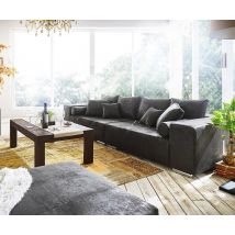 Big-Sofa Marbeya 285x115 cm Anthrazit Antik Optik 10 Kissen