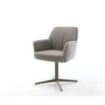 Drehstuhl Xana-Flex mit Armlehnen Bouclé Silbergrau Fußkreuz Effektfinish Titan 360° drehbar Taschenfederkern