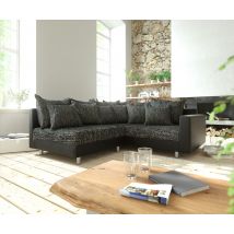 Ecksofa Clovis Schwarz modular Armlehne Ottomane Rechts