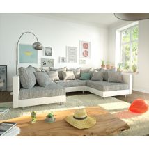Wohnlandschaft Clovis Weiss Hellgrau Modulares Sofa