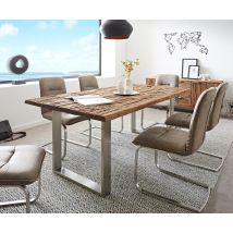 Esstisch Reclaimed 200x100 cm Vintage-Optik Edelstahl schmal