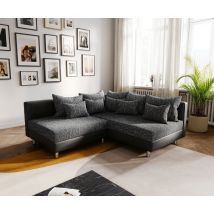Ecksofa Clovis Schwarz Ottomane Rechts Modulsofa erweiterbar