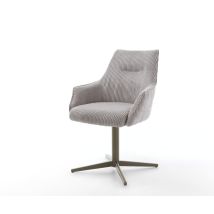 Drehstuhl Alja-Flex mit Armlehnen Cord Silbergrau Fußkreuz Effektfinish Titan 360° drehbar Taschenfederkern
