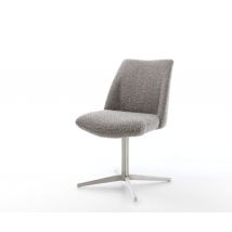Drehstuhl Elso-Flex Bouclé Silbergrau Fußkreuz Edelstahl 360° drehbar Taschenfederkern