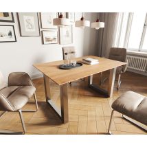Esstisch Edge 140x90 Akazie Natur Edelstahl Breit Schweizer Kante