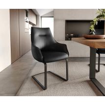 Freischwinger Alja-Flex mit Armlehnen Echt-Leder Schwarz Freischwinger flach Schwarz Taschenfederkern