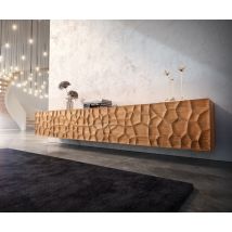 Lowboard Solu 260 cm Akazie Natur 2 Türen 6 Schübe schwebend 3D-Front
