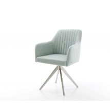 Esszimmerstuhl Greg-Flex Stripes Mint Kreuzgestell kantig Edelstahl Taschenfederkern