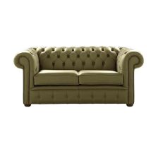 Chesterfield 2 Seater Shelly Sage Leather Sofa Settee