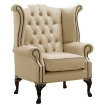 Chesterfield Queen Anne High Back Wing Chair Shelly Somerset Stone Leather