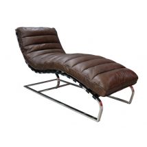 Bilbao Daybed Vintage Nappa Chocolate Brown Leather Chaise Lounge