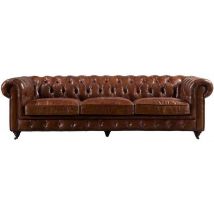 Chesterfield Buttoned Vintage Distressed Leather 3 Seater Sofa