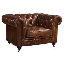 Chesterfield Buttoned Vintage Distressed Leather Club Chair