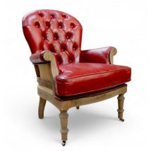 Deconstructed Estate Vintage Rouge Red Leather Armchair