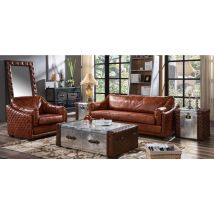 Hudson Vintage Retro Distressed Leather Chair Suite