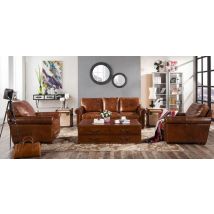 Sloane Vintage Retro Distressed Leather Settee Sofa Suite