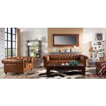 Trafalgar Chesterfield Buttoned Vintage Distressed Leather Sofa Suite