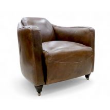 Vintage Brown Distressed Leather Club Chair