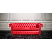 Chesterfield 3 Seater Red Faux Leather Sofa Offer