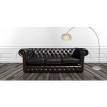 Black Leather Chesterfield 3 Seater CRYSTALLIZED Diamond Sofa Offer