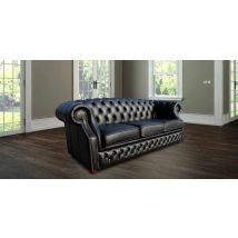 Chesterfield Oxley 3 Seater Black Leather Sofa Offer