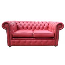Chesterfield 2 Seater Cherry Leather Sofa Offer